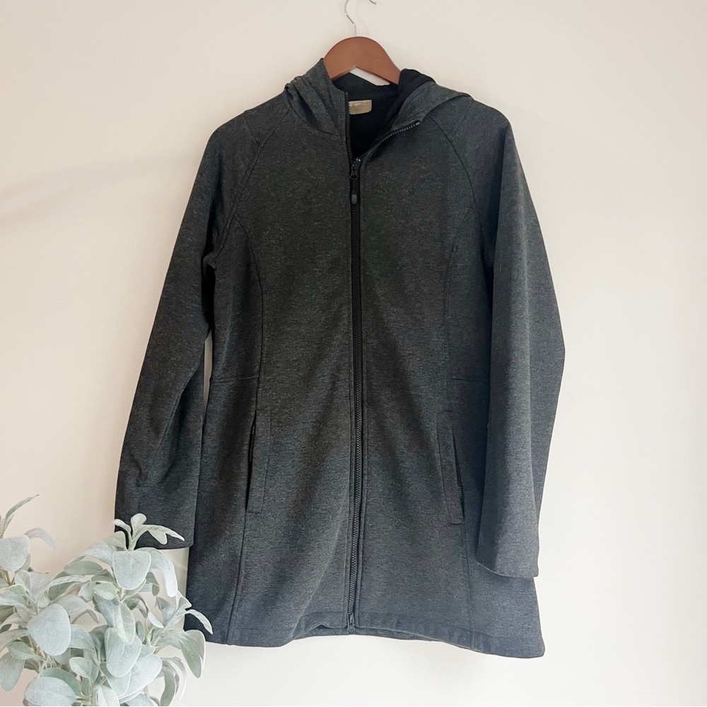 Athleta fleece lined Dark Gray Hooded casual zip front Jacket size medium